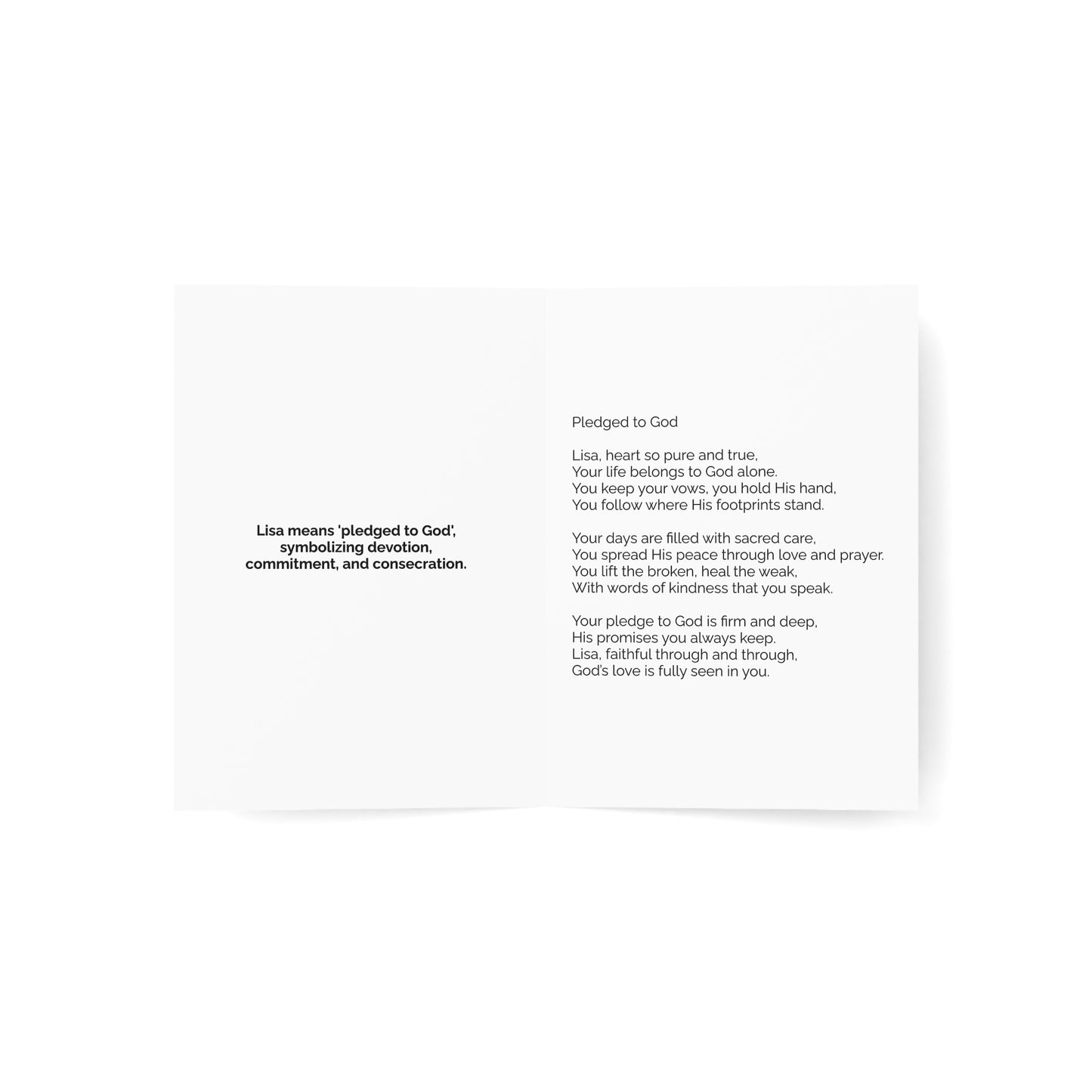 Lisa - Personalized Name Meaning Card with Poem