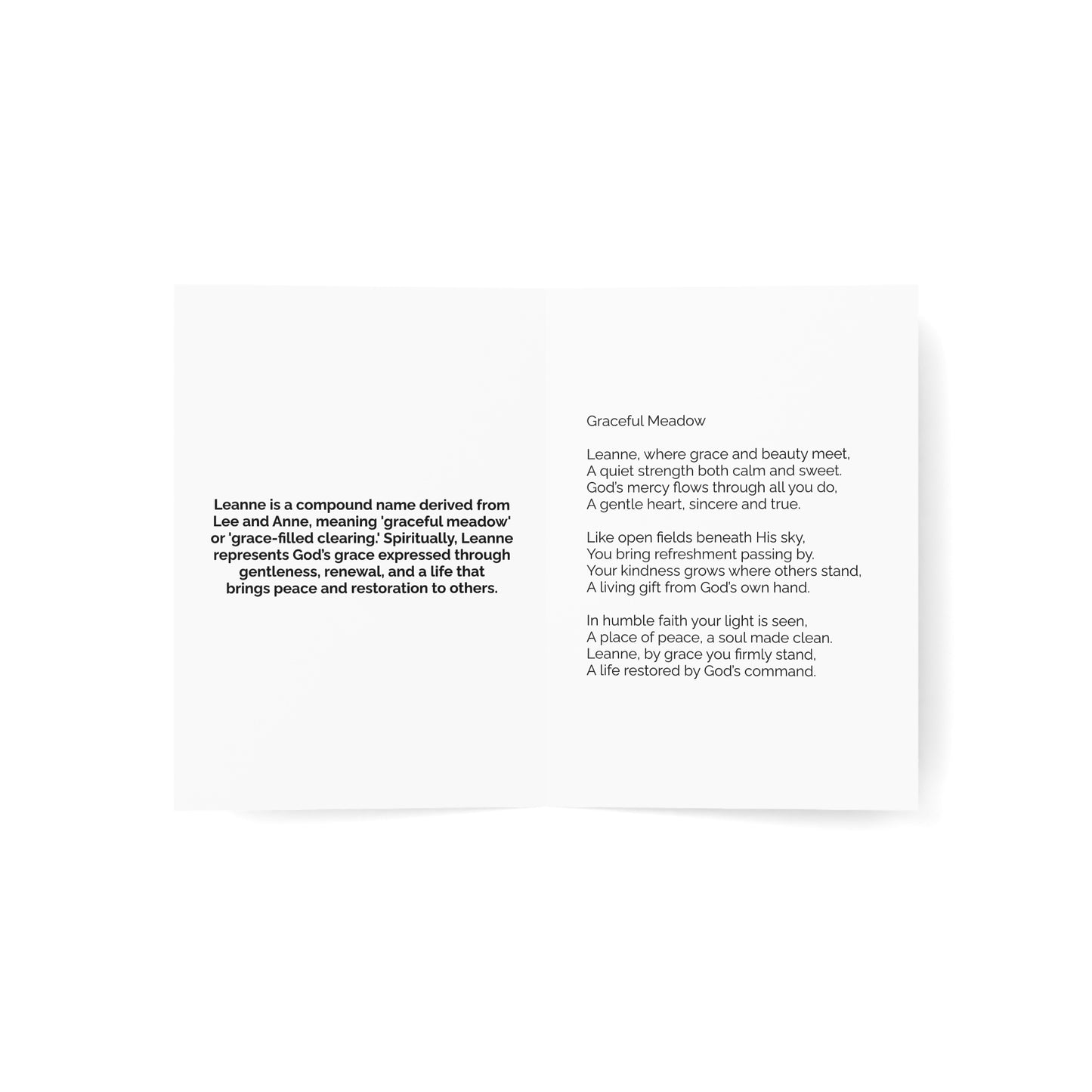 Leanne - Personalized Name Meaning Card with Poem