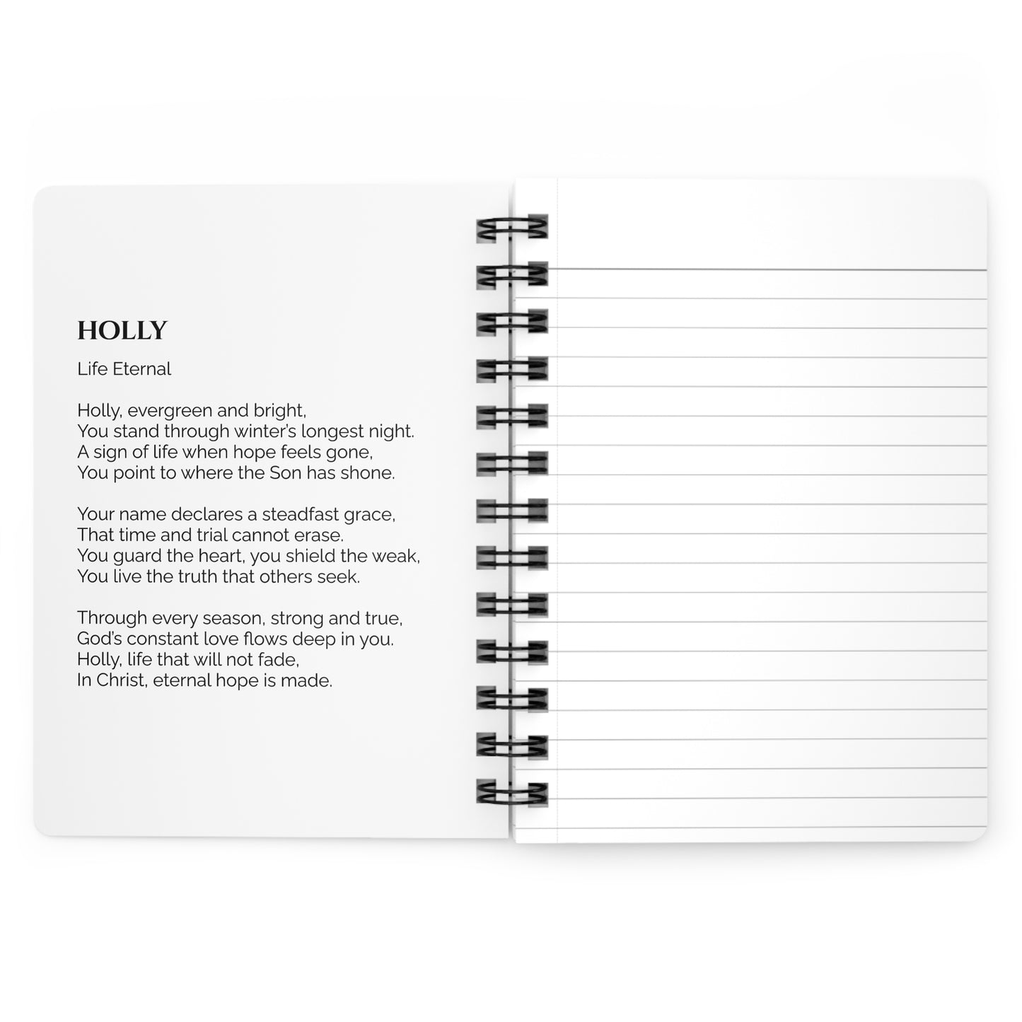 Holly - Custom Name Meaning Journal & Poem White