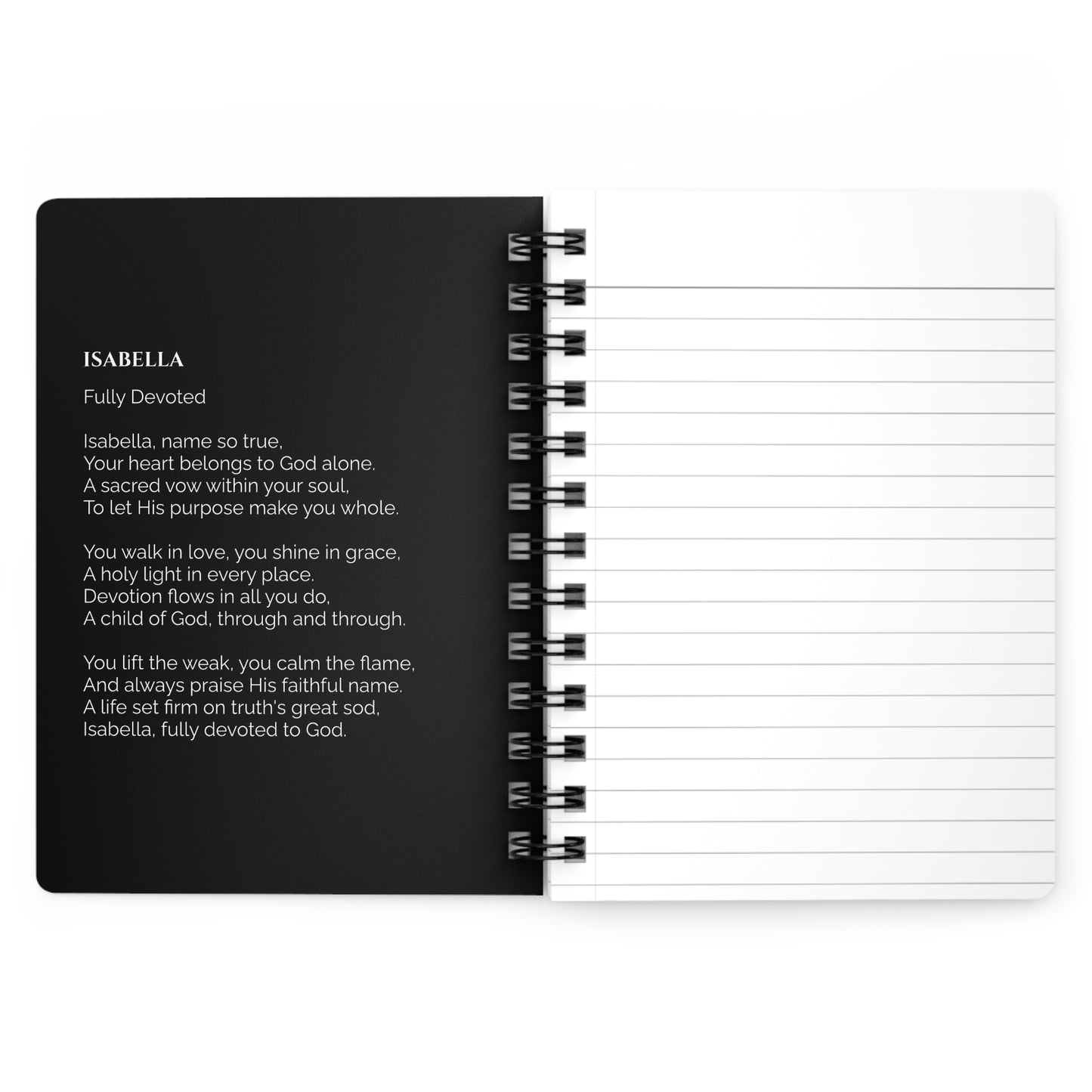 Isabella - Custom Name Meaning Journal and Poem Black