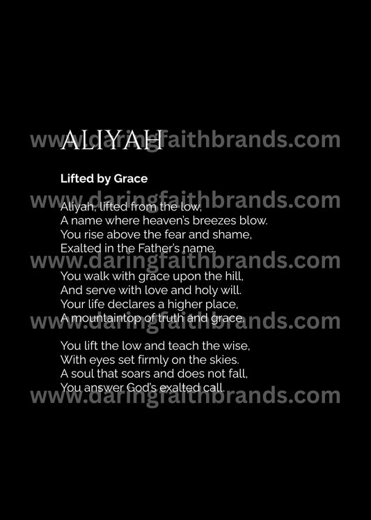 Aliyah - Custom Name Meaning Poem - Digital Download
