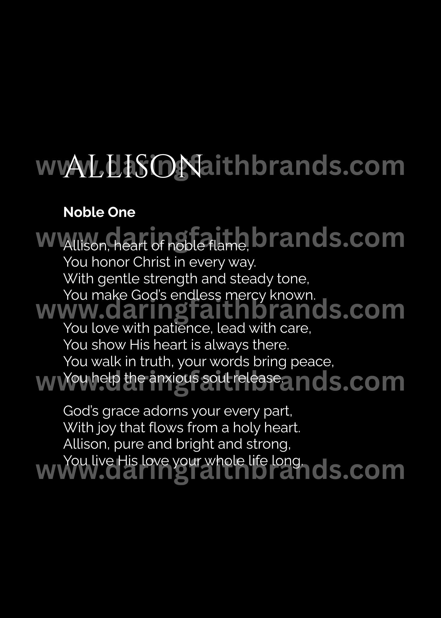 Allison - Custom Name Meaning Poem - Digital Download