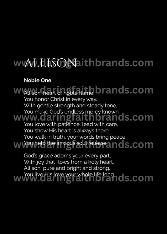 Allison - Custom Name Meaning Poem - Digital Download