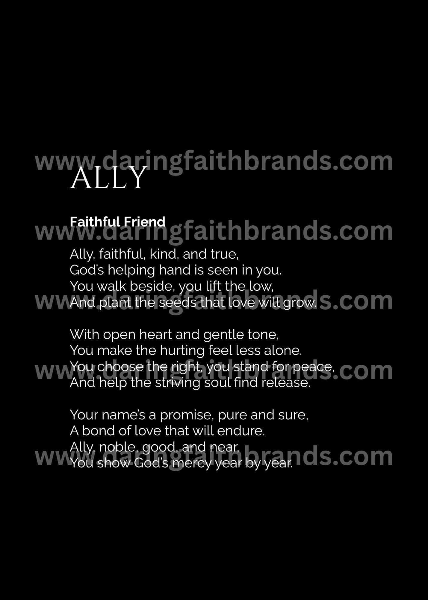 Ally - Custom Name Meaning Poem - Digital Download