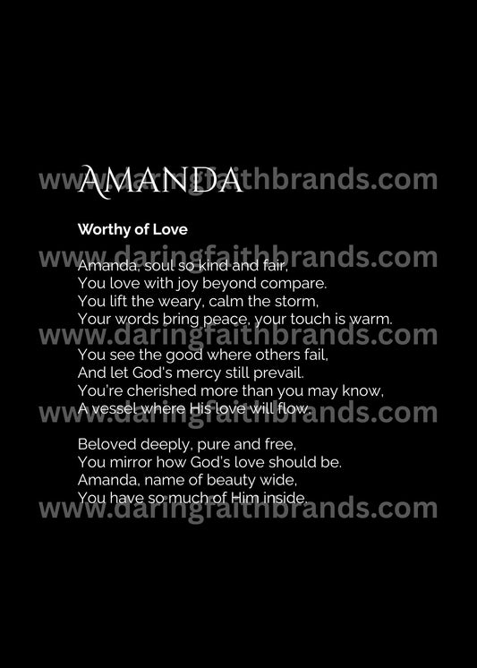 Amanda - Custom Name Meaning Poem - Digital Download