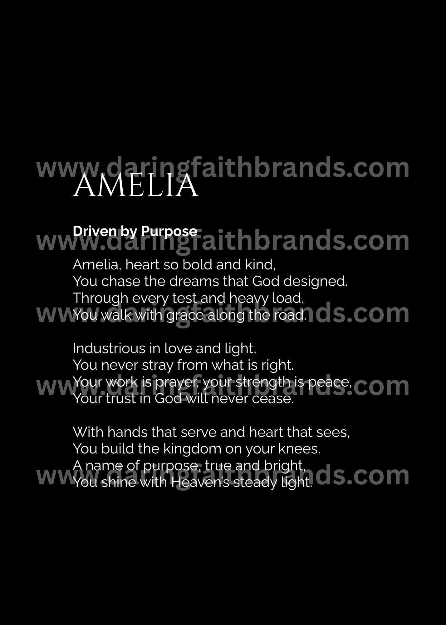 Amelia - Custom Name Meaning Poem - Digital Download