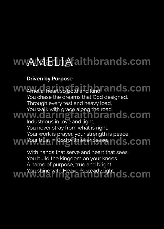 Amelia - Custom Name Meaning Poem - Digital Download