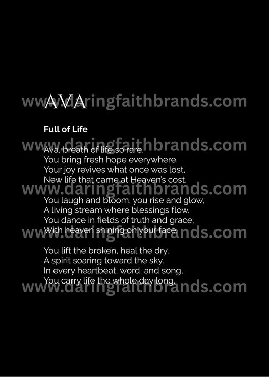 Ava - Custom Name Meaning Poem - Digital Download