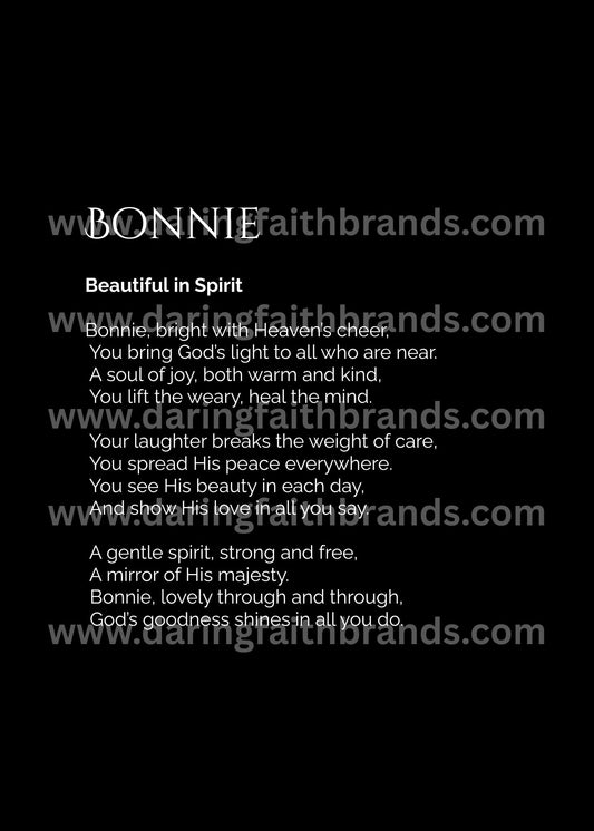 Bonnie - Custom Name Meaning Poem - Digital Download