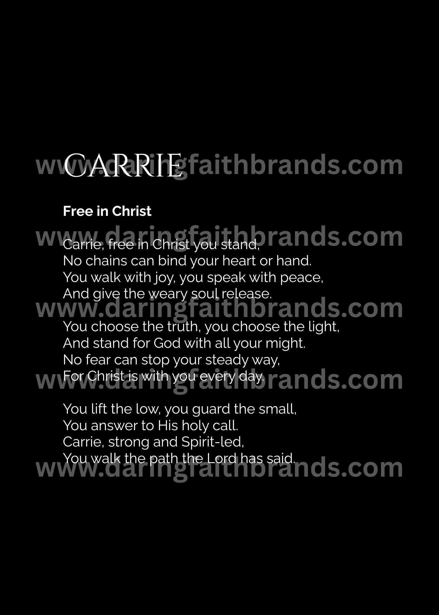 Carrie - Custom Name Meaning Poem - Digital Download