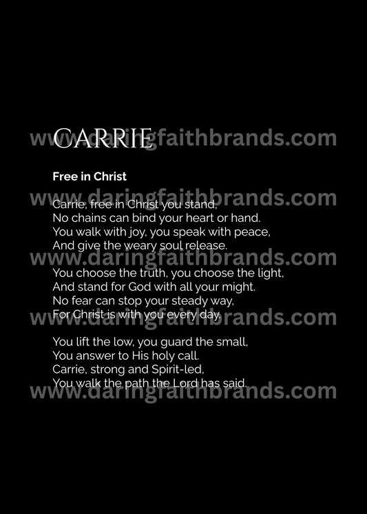 Carrie - Custom Name Meaning Poem - Digital Download