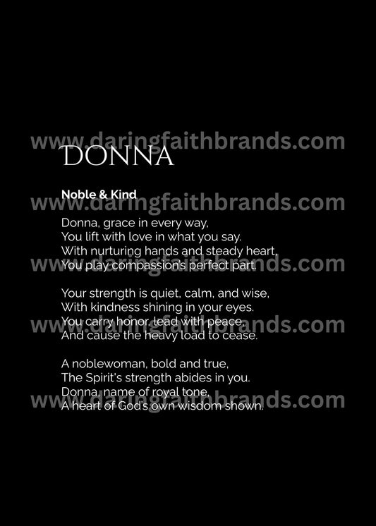 Donna - Custom Name Meaning Poem - Digital Download