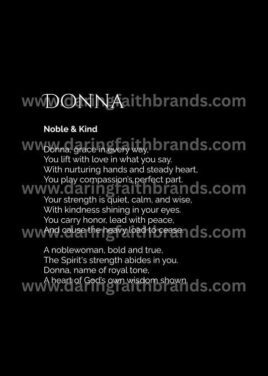 Donna - Custom Name Meaning Poem - Digital Download