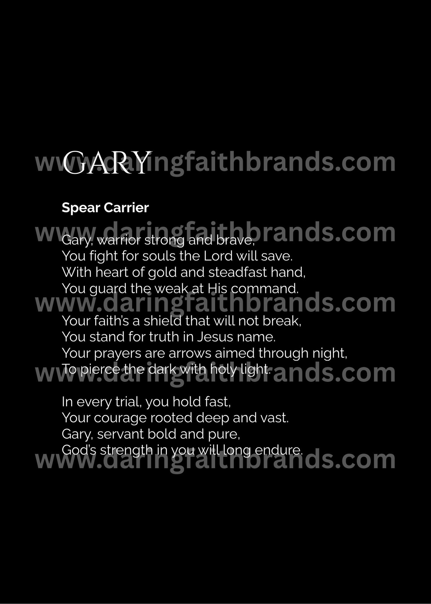 Gary - Custom Name Meaning Poem - Digital Download