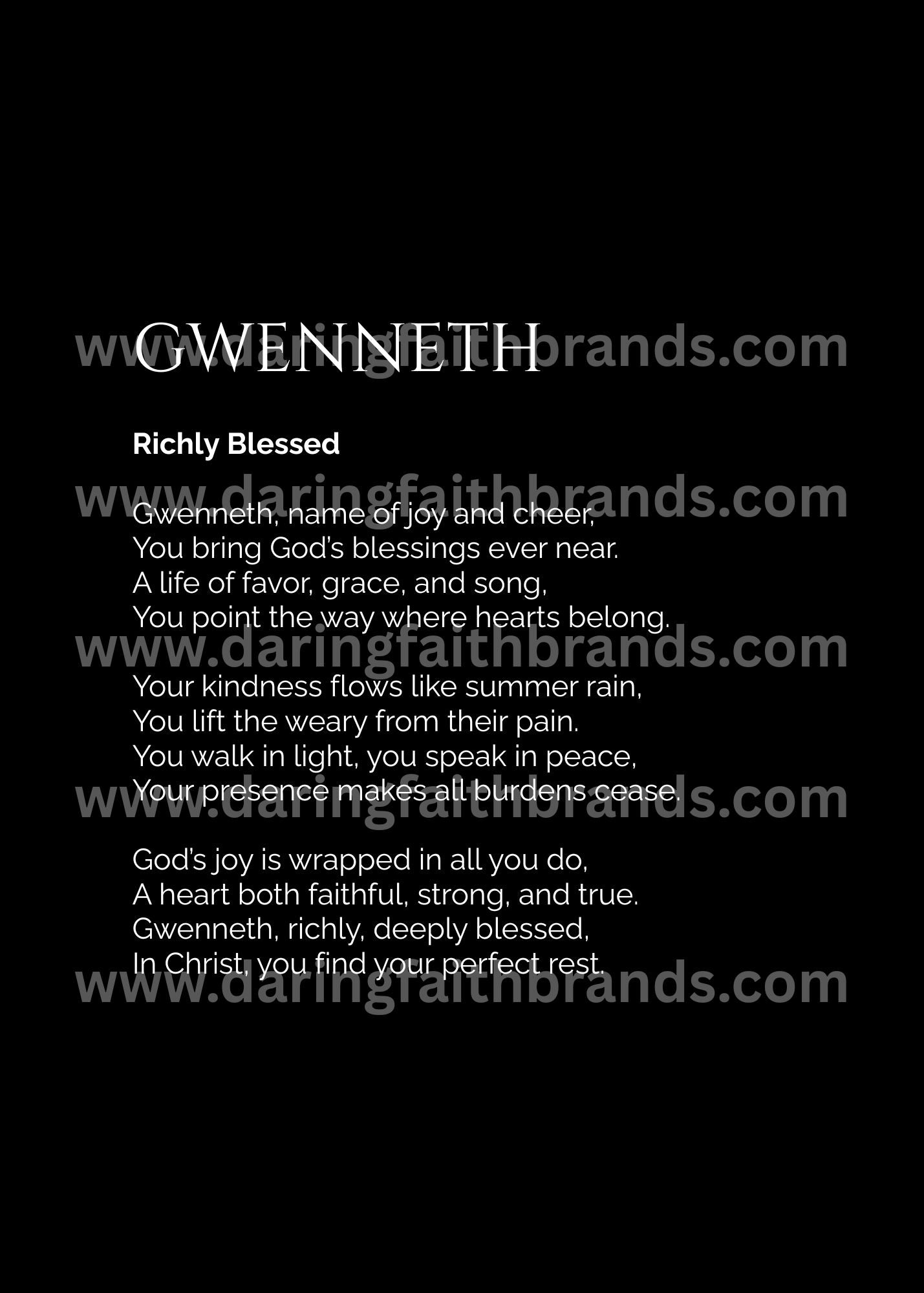Gwenneth - Custom Name Meaning Poem - Digital Download