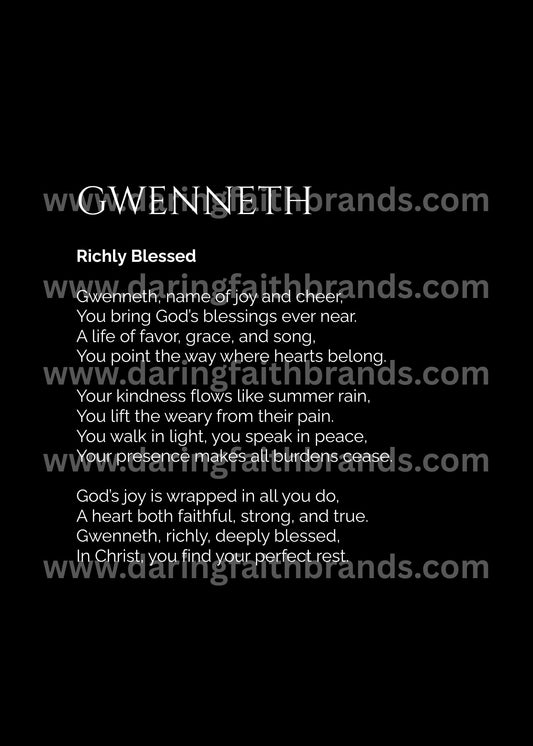 Gwenneth - Custom Name Meaning Poem - Digital Download