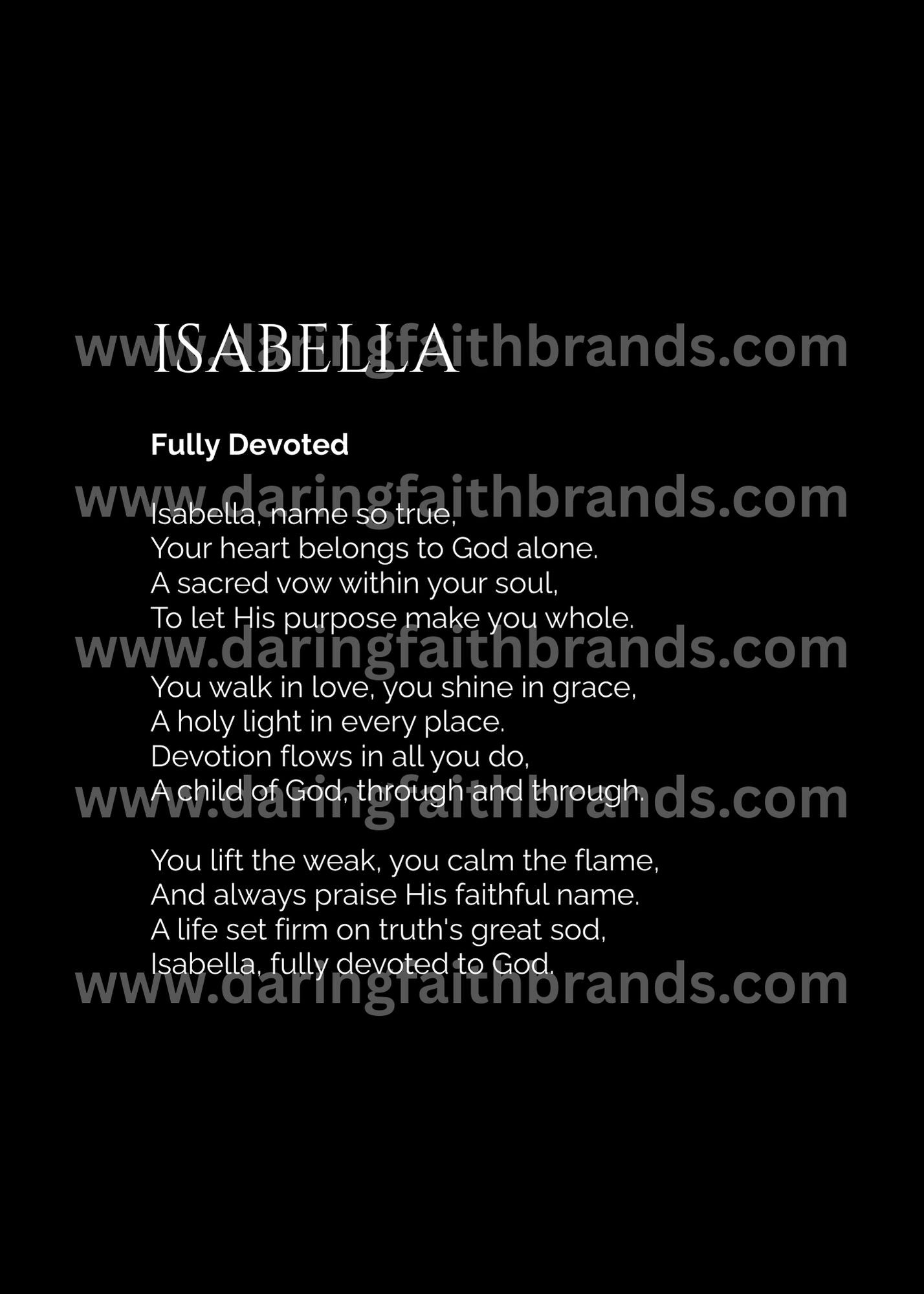 Isabella - Custom Name Meaning Poem - Digital Download