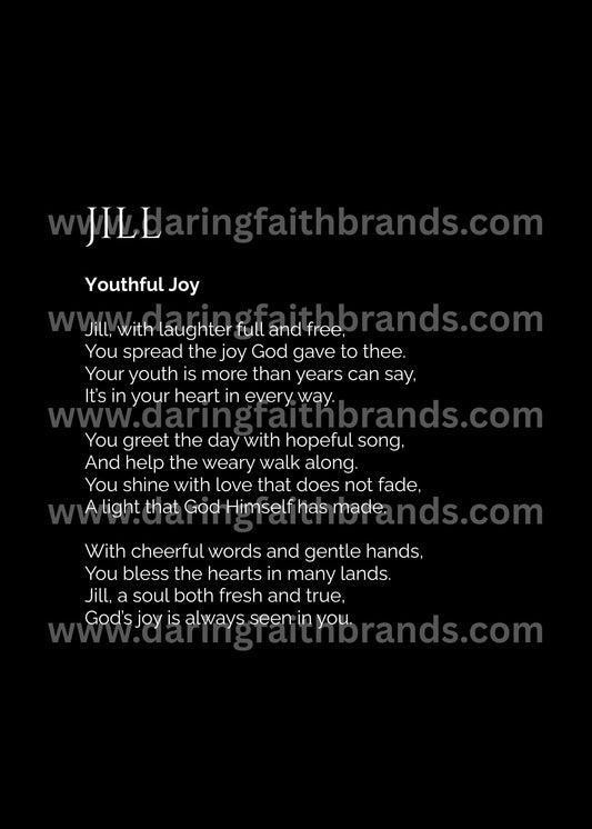 Jill - Custom Name Meaning Poem - Digital Download