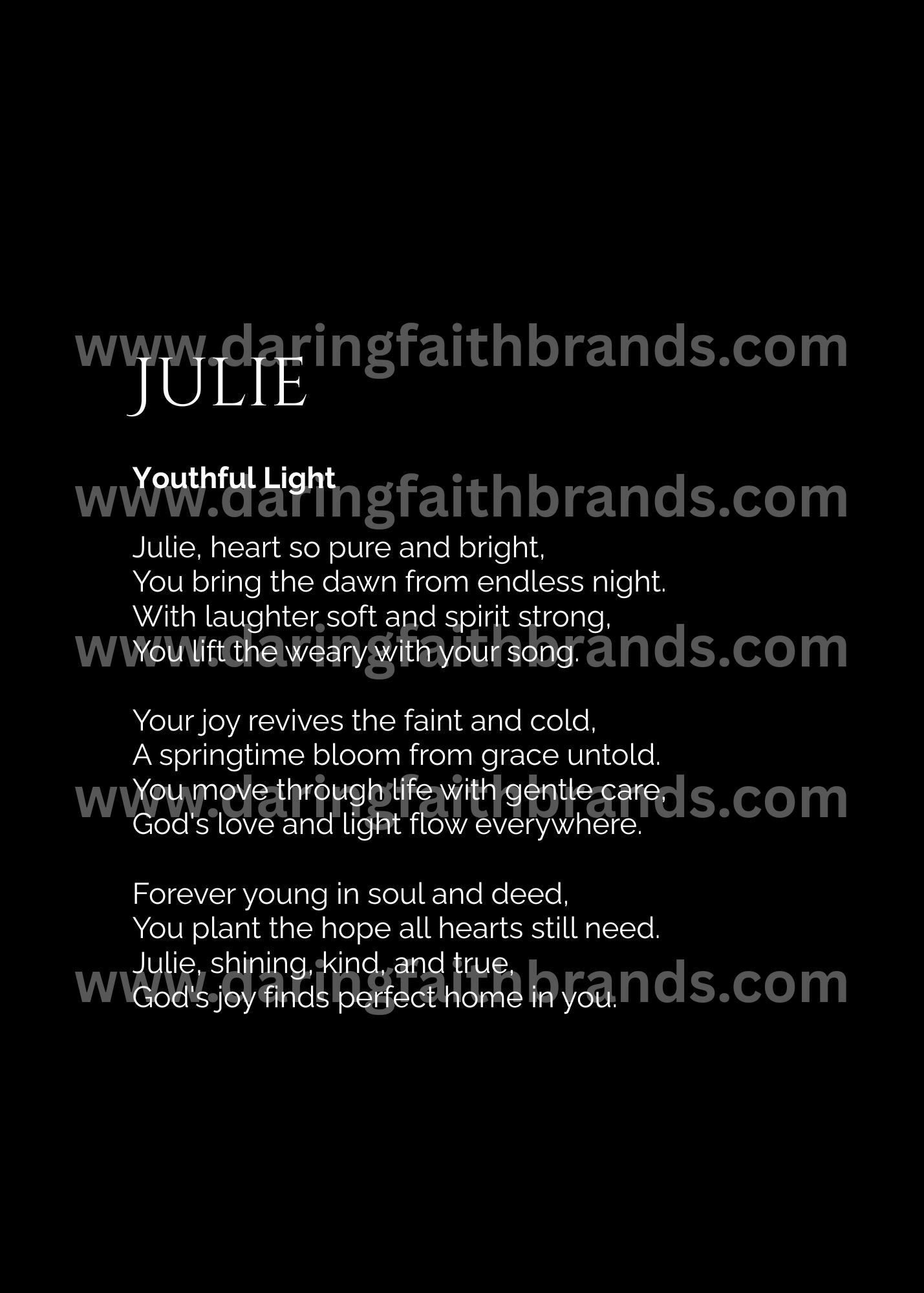 Julie - Custom Name Meaning Poem - Digital Download