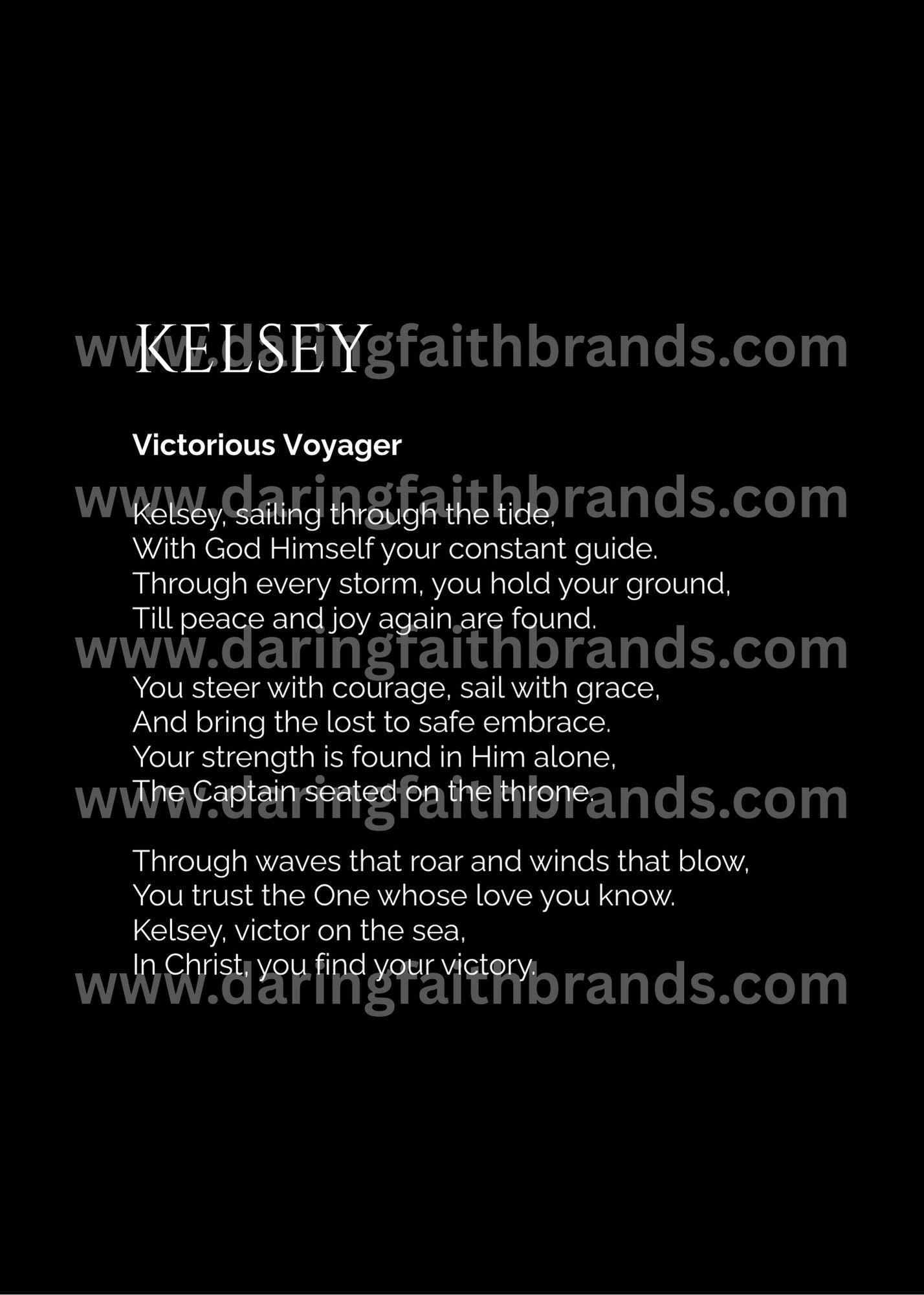 Kelsey - Custom Name Meaning Poem - Digital Download