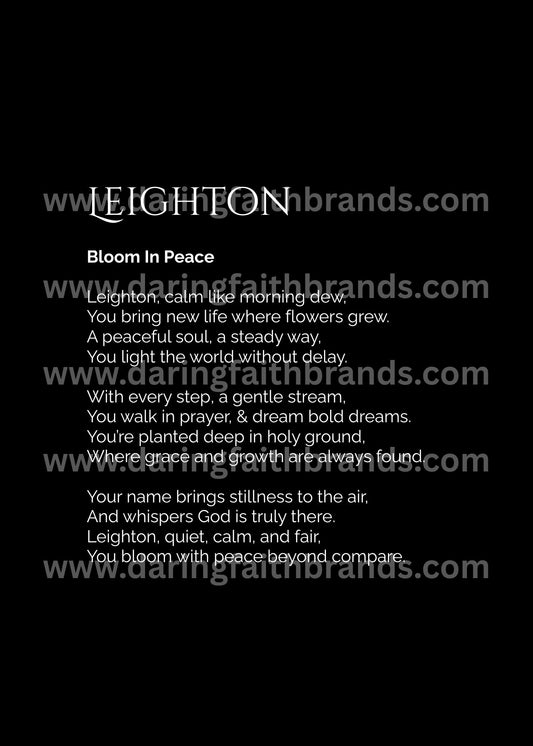 Leighton - Custom Name Meaning Poem - Digital Download