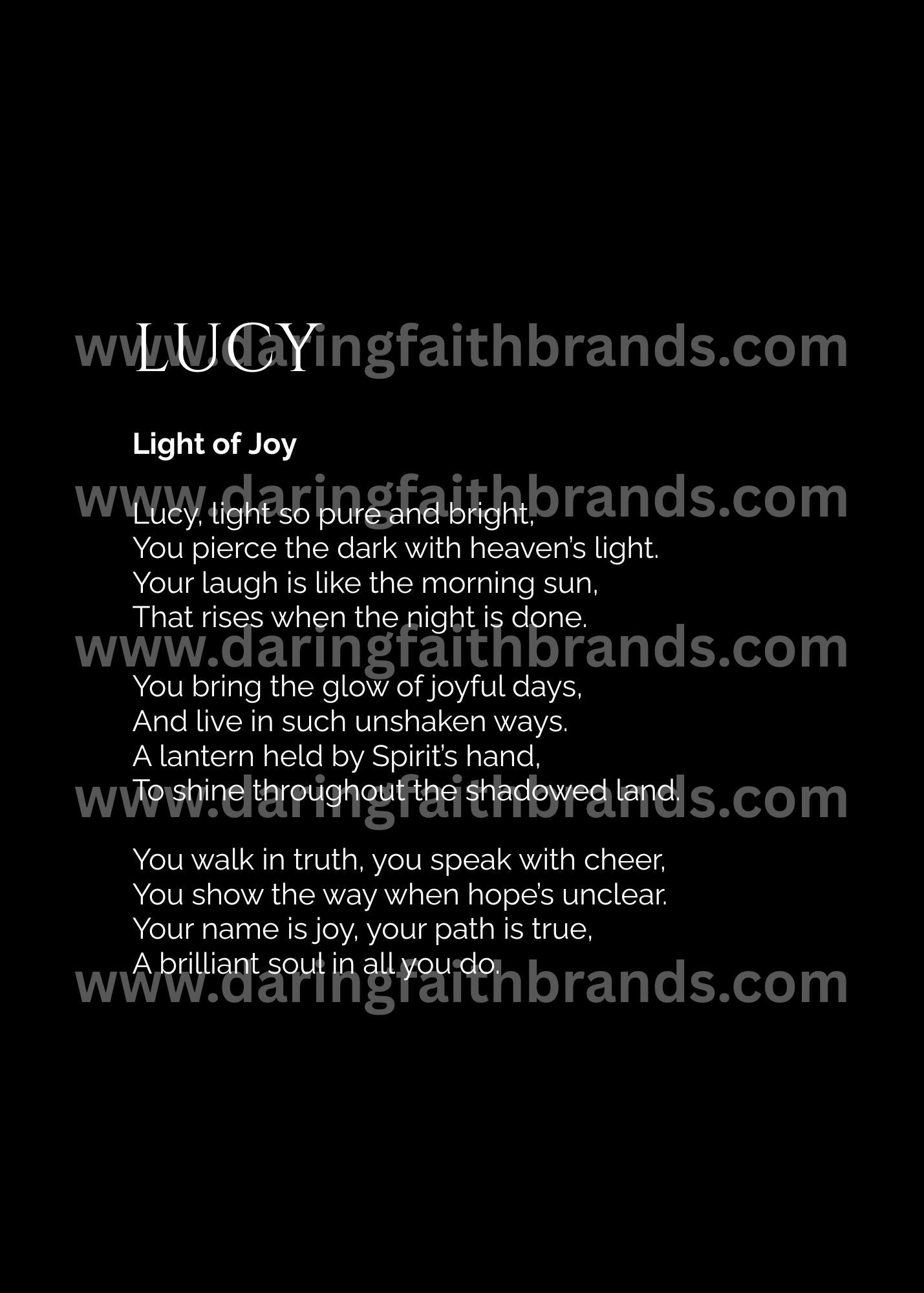 Lucy - Custom Name Meaning Poem - Digital Download