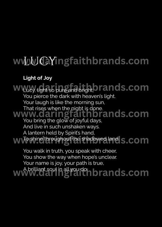 Lucy - Custom Name Meaning Poem - Digital Download