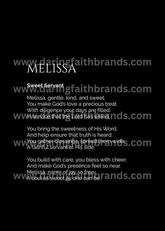 Melissa - Custom Name Meaning Poem - Digital Download