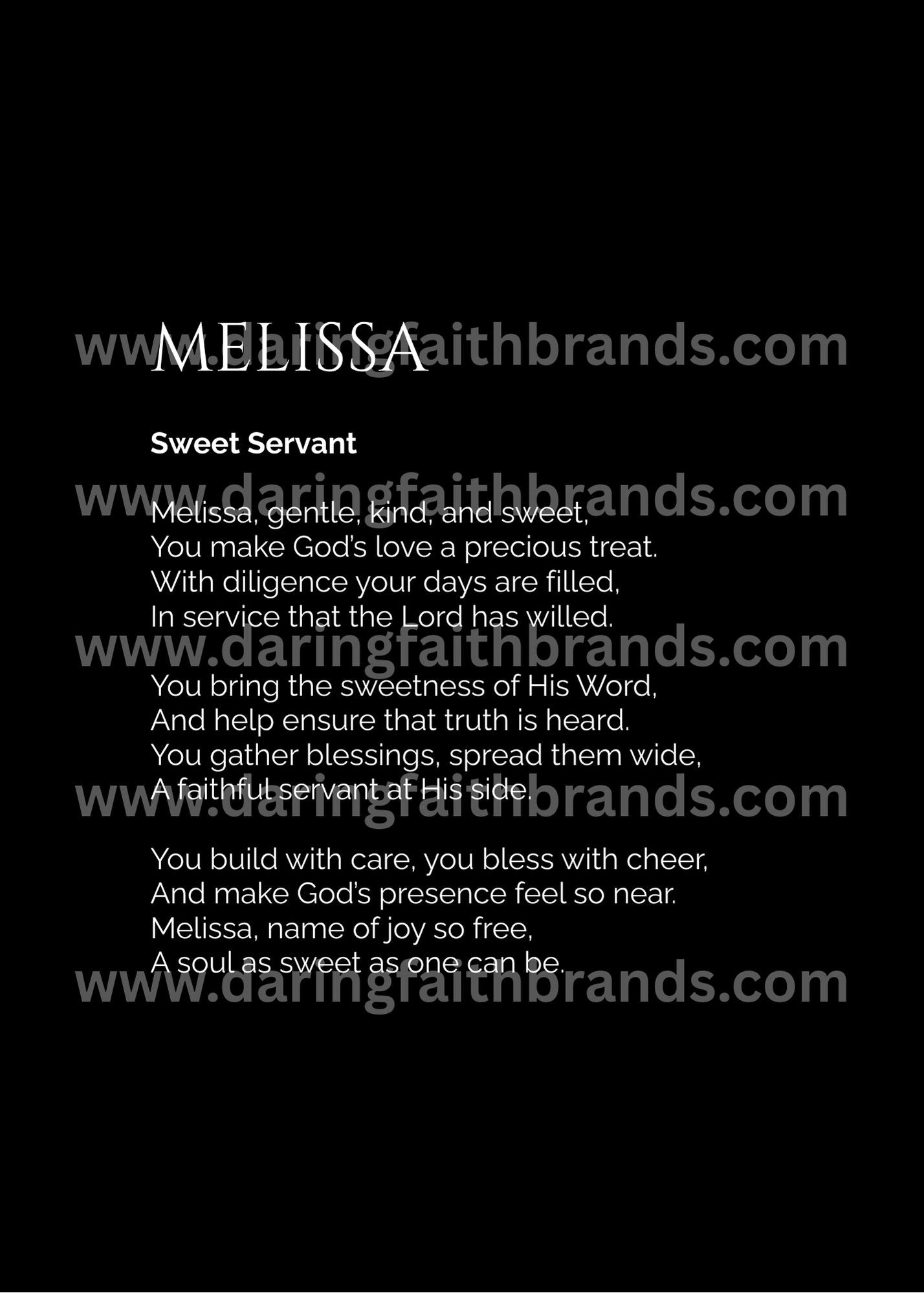 Melissa - Custom Name Meaning Poem - Digital Download