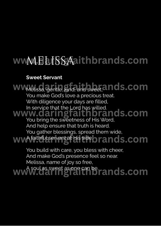 Melissa - Custom Name Meaning Poem - Digital Download