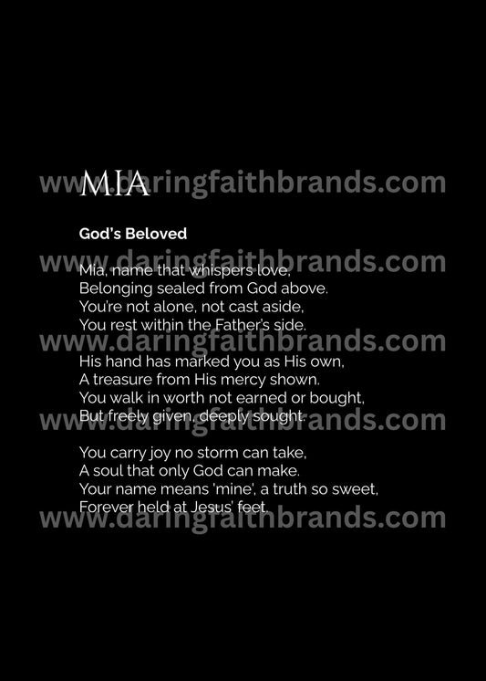 Mia - Custom Name Meaning Poem - Digital Download