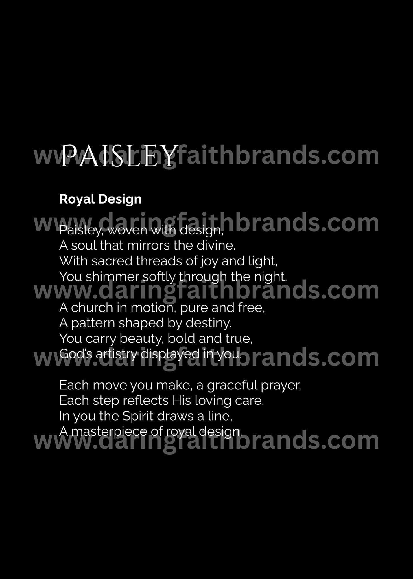 Paisley - Custom Name Meaning Poem - Digital Download