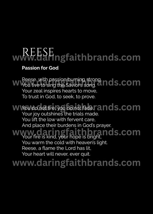 Reese - Custom Name Meaning Poem - Digital Download