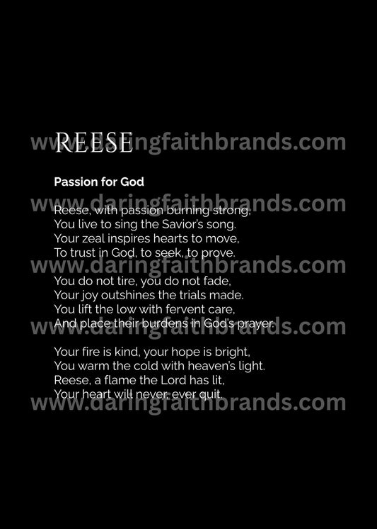 Reese - Custom Name Meaning Poem - Digital Download