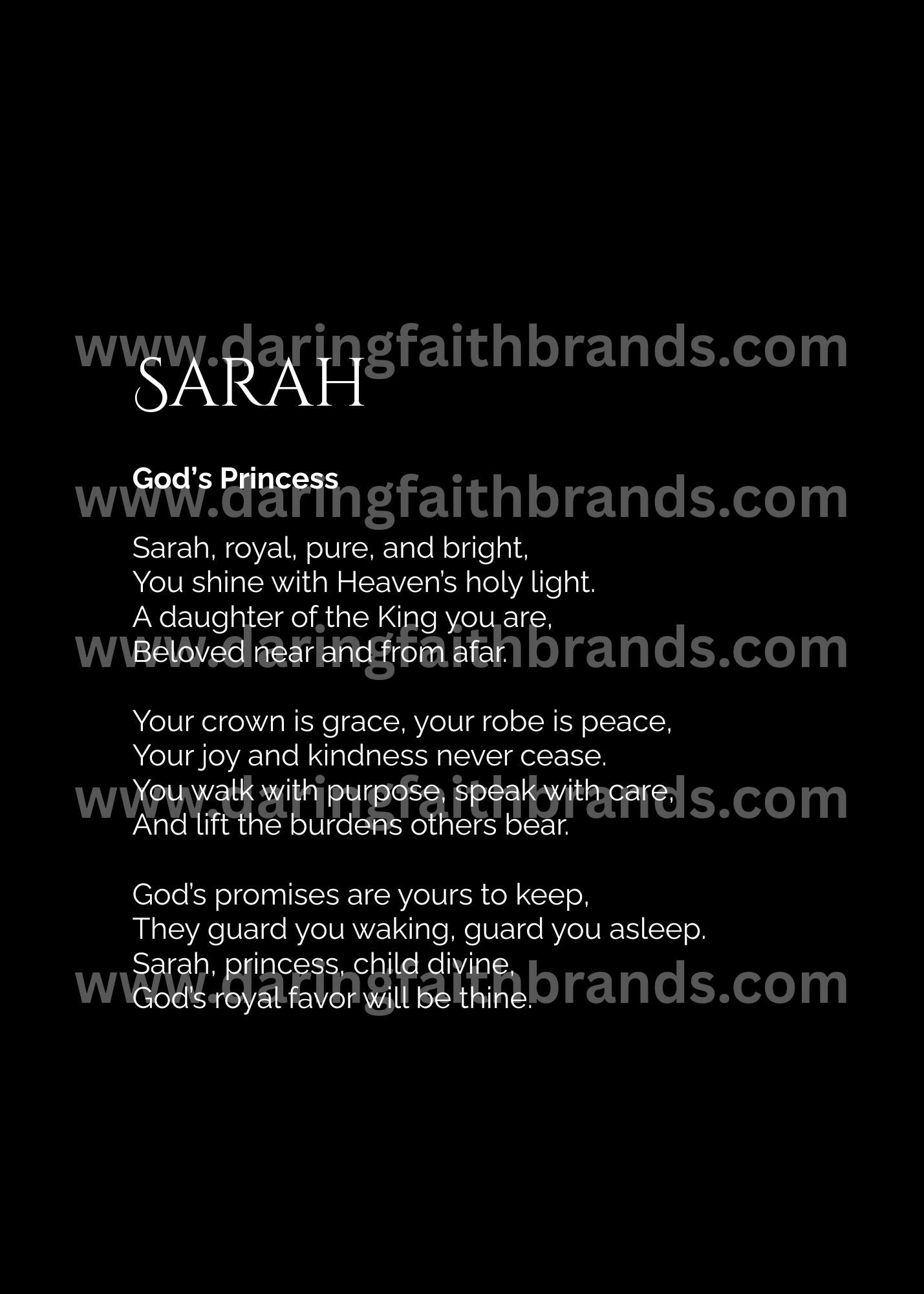 Sarah - Custom Name Meaning Poem - Digital Download