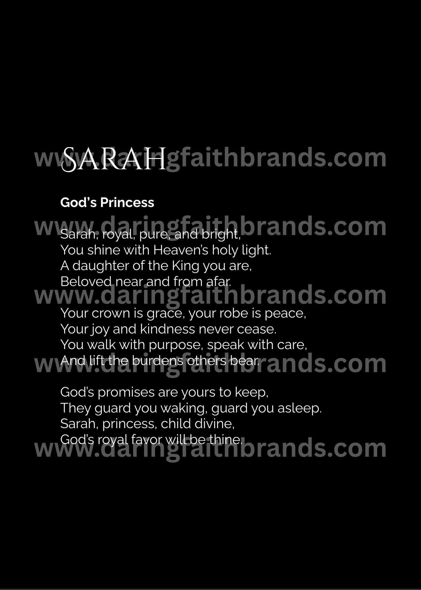 Sarah - Custom Name Meaning Poem - Digital Download