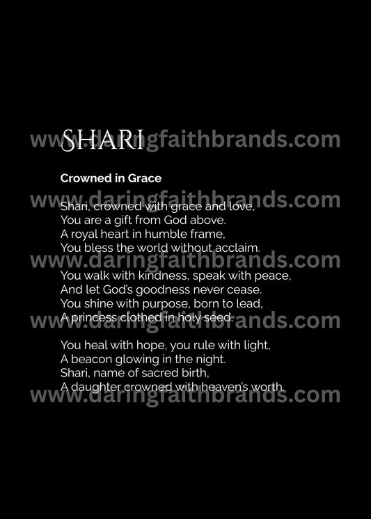 Shari - Custom Name Meaning Poem - Digital Download
