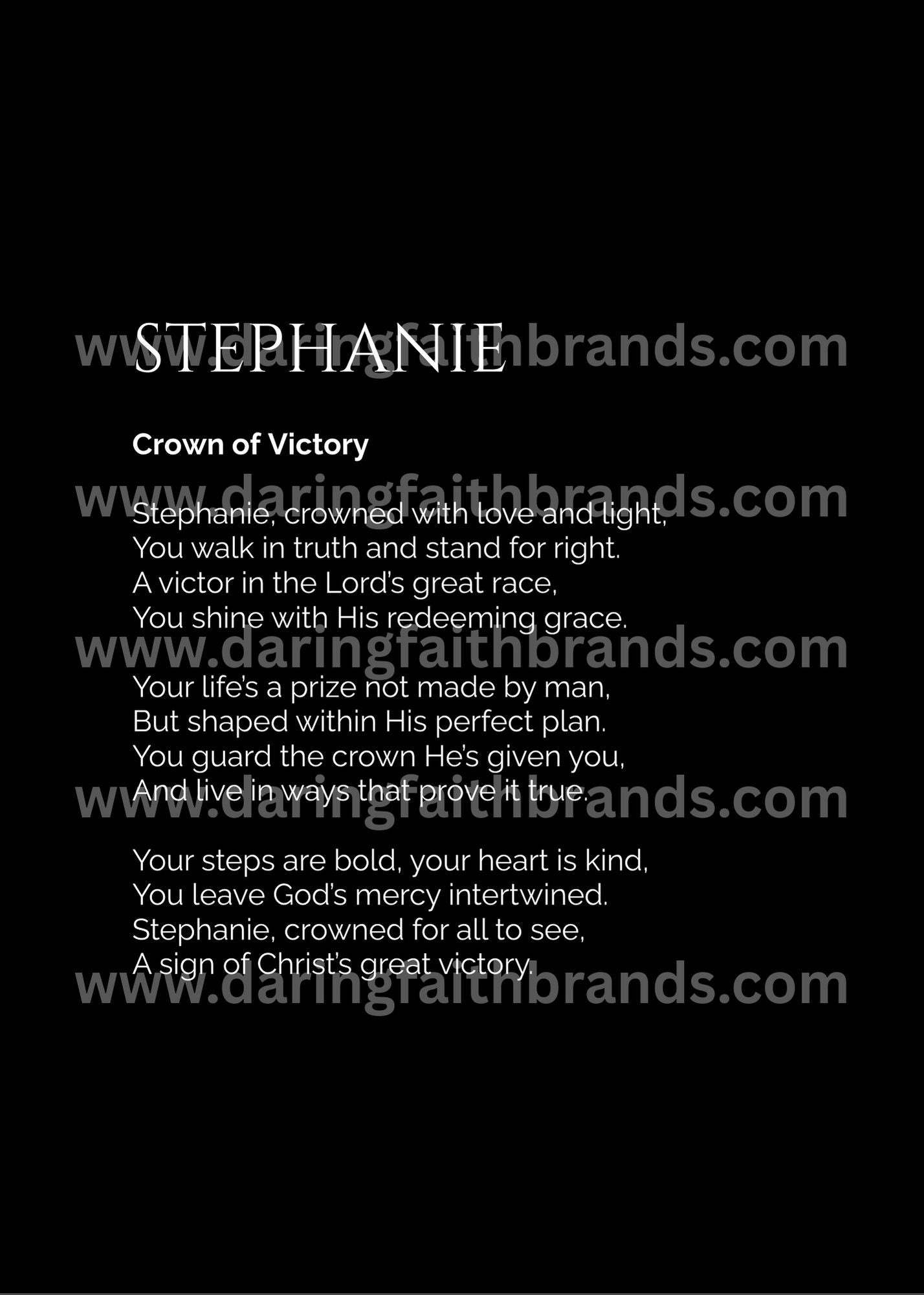 Stephanie - Custom Name Meaning Poem - Digital Download