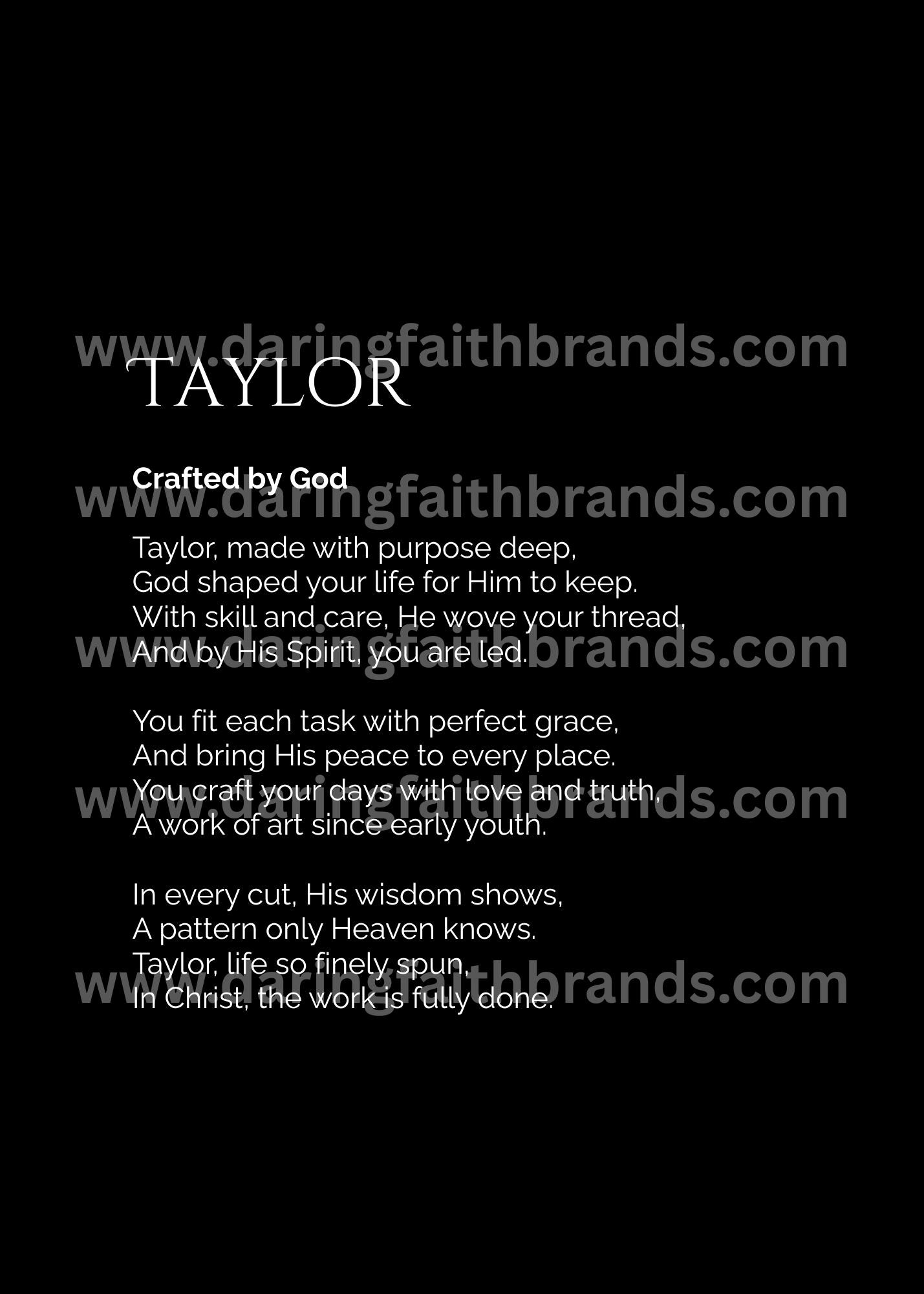 Taylor - Custom Name Meaning Poem - Digital Download
