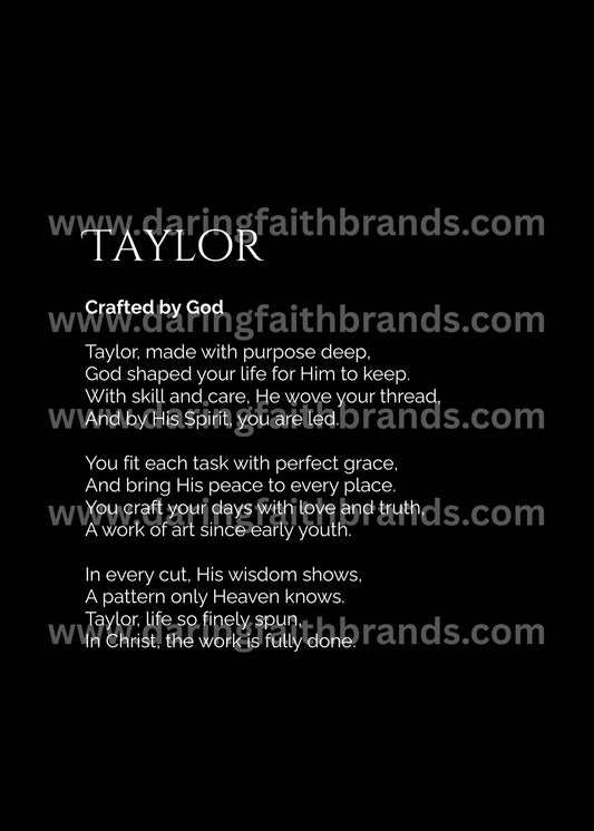 Taylor - Custom Name Meaning Poem - Digital Download
