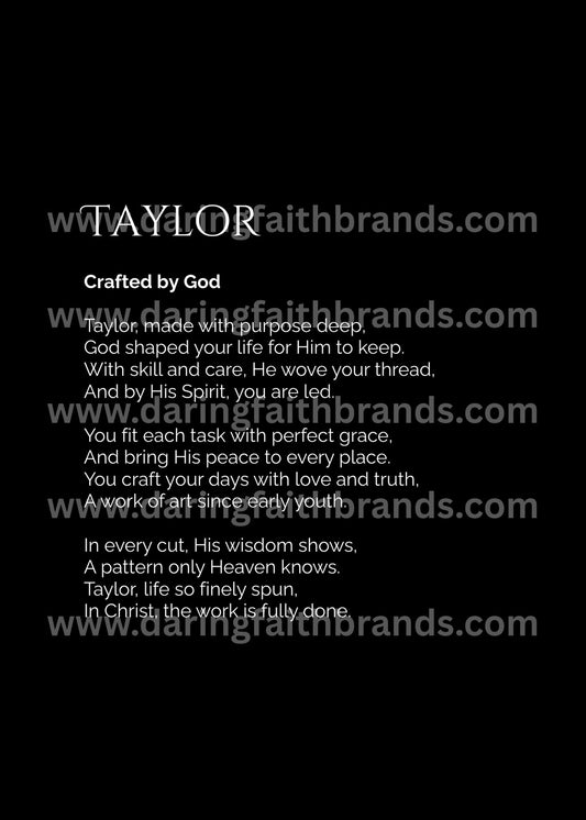 Taylor - Custom Name Meaning Poem - Digital Download