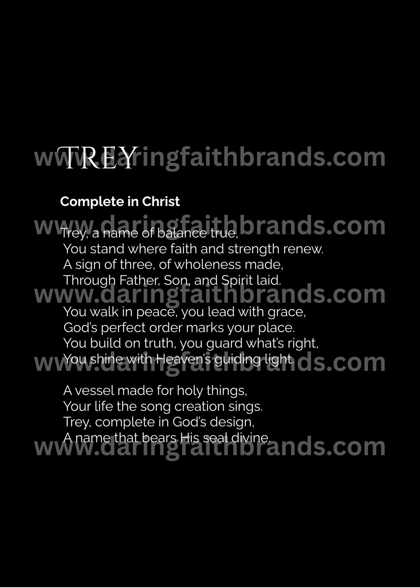 Trey - Custom Name Meaning Poem - Digital Download
