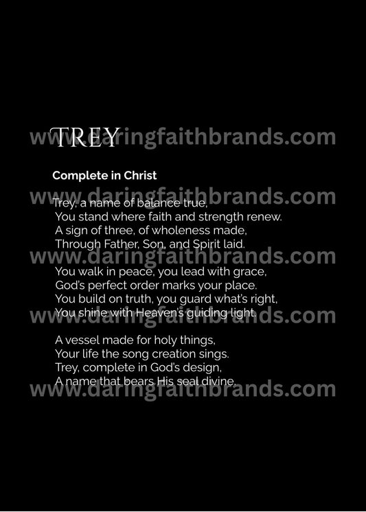 Trey - Custom Name Meaning Poem - Digital Download